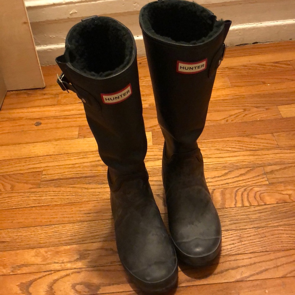 Hunter classic faux fur lined boots black